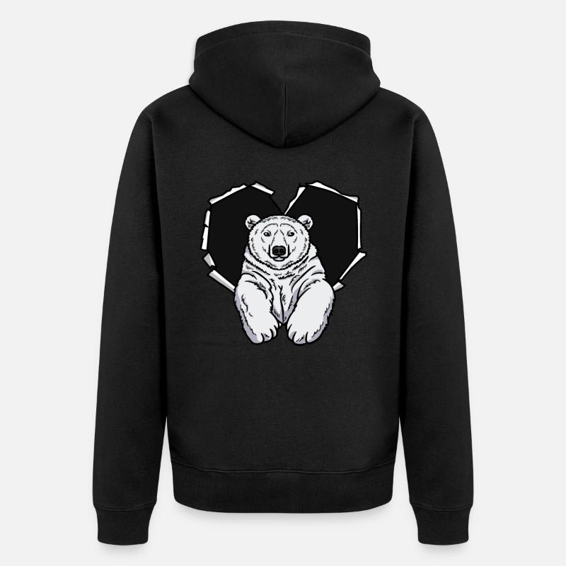 Riss Eisbär Zerrissenes Loch Eisbär - Unisex Premium Bio Zip Hoodie - Schwarz