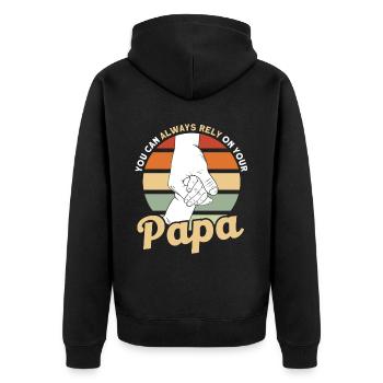 Reliable Father Dad Papa - Unisex Premium Organic Zip Hoodie - black - Back - Nico (187cm)
