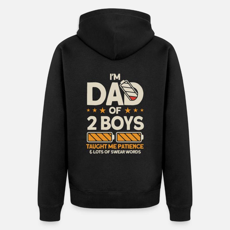 Vendanges Père Papa Deux garçons - Veste à capuche bio Premium Unisexe - noir