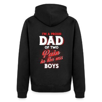 Fier Papa Père Papa Deux Garçons - Veste à capuche bio Premium Unisexe - noir - Dos - Nico (187cm)