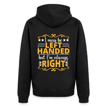Linkshänder Wissenschaft Spruch lustig - Unisex Premium Bio Zip Hoodie - Schwarz - Hinten - Nico (187cm)