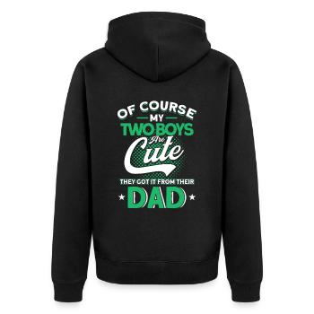 Vendanges Père Papa Deux garçons - Veste à capuche bio Premium Unisexe - noir - Dos - Nico (187cm)