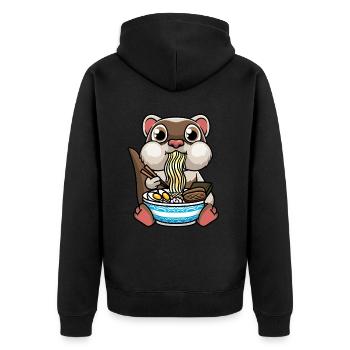 Furet mange des nouilles Ramen Anime Kawaii - Veste à capuche bio Premium Unisexe - noir - Dos - Nico (187cm)
