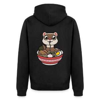 Furet mange des nouilles Ramen Anime Kawaii - Veste à capuche bio Premium Unisexe - noir - Dos - Nico (187cm)