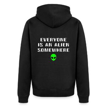 Alien Galaxy Ufo Außerirdische Raumschiff Weltall - Unisex Premium Bio Zip Hoodie - Schwarz - Hinten - Nico (187cm)