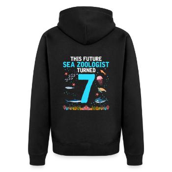 Zooologist Marine biologist 7 years birthday - Unisex Premium Organic Zip Hoodie - black - Back - Nico (187cm)