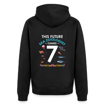 Zooologist Marine biologist 7 years birthday - Unisex Premium Organic Zip Hoodie - black - Back - Nico (187cm)