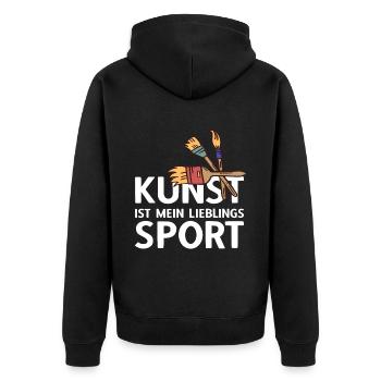 Kunst ist mein Lieblingssport Malerei Malermeister - Unisex Premium Bio Zip Hoodie - Schwarz - Hinten - Nico (187cm)