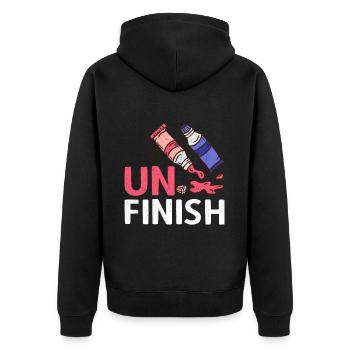 Unfinish Malerei Farben Zeichnen Malen Kunst - Unisex Premium Bio Zip Hoodie - Schwarz - Hinten - Nico (187cm)