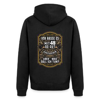 48. Geburtstag Party Alter Dezember Baujahr - Unisex Premium Bio Zip Hoodie - Schwarz - Hinten - Nico (187cm)