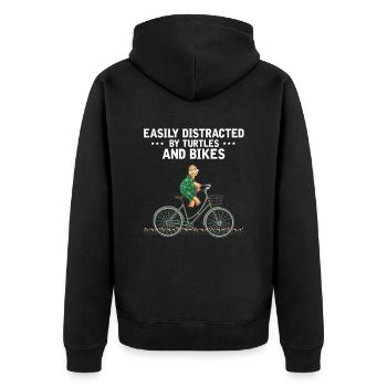 Schildkröten Und Fahrräder Fahrrad Meeresbiologe - Unisex Premium Bio Zip Hoodie - Schwarz - Hinten - Nico (187cm)