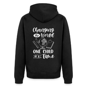 Teacher Tshirt 2nd grade Teacher Training Teacher School - Unisex Premium Organic Zip Hoodie - black - Back - Nico (187cm)