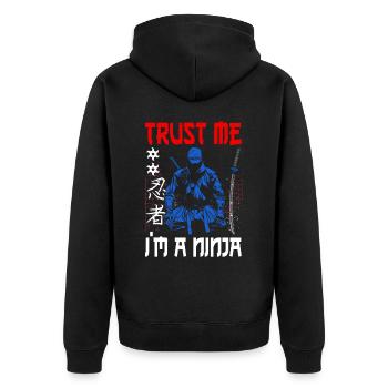 Ninja Geschenk Karate Ninjutsu Judo Samurai Japan - Unisex Premium Bio Zip Hoodie - Schwarz - Hinten - Nico (187cm)