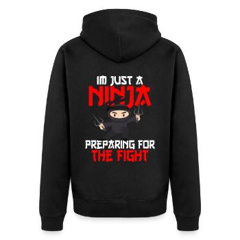 Ninja Ninjutsu Judo Katana Kids Shuriken Warrior - Unisex Premium Organic Zip Hoodie - black - Back - Nico (187cm)