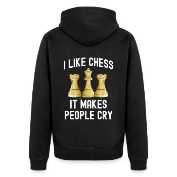 Chess - Unisex Premium Organic Zip Hoodie - black - Back - Nico (187cm)