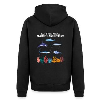 Official Marine Scientist Marine Biologist - Unisex Premium Organic Zip Hoodie - black - Back - Nico (187cm)