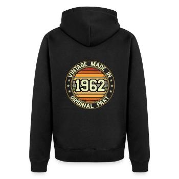 Vintage Made In 1962 Original Part Geburtstag 1962 - Unisex Premium Bio Zip Hoodie - Schwarz - Hinten - Nico (187cm)