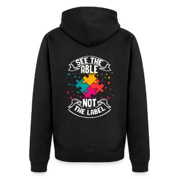 Autisme Cadeau Autiste Asperger TDAH Autisme - Veste à capuche bio Premium Unisexe - noir - Dos - Nico (187cm)