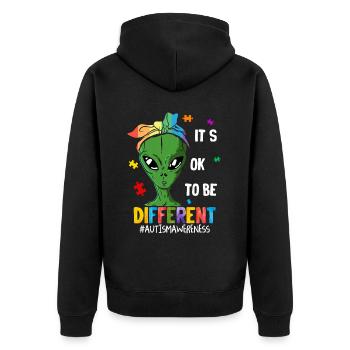 Autistic Tshirt Autimus Gift Asperger Children - Unisex Premium Organic Zip Hoodie - black - Back - Nico (187cm)