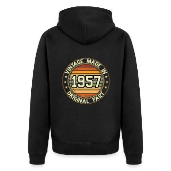 Vintage Made In 1957 Original Part Geburtstag 1957 - Unisex Premium Bio Zip Hoodie - Schwarz - Hinten - Nico (187cm)