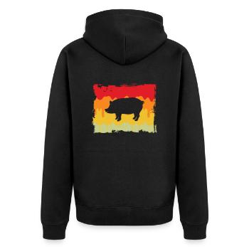 Cochon Rétro - Veste à capuche bio Premium Unisexe - noir - Dos - Nico (187cm)