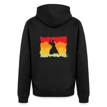 Aïkido Rétro - Veste à capuche bio Premium Unisexe - noir - Dos - Nico (187cm)