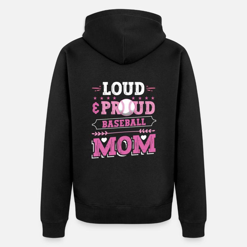 Laut und stolze Baseball-Mutter - Unisex Premium Bio Zip Hoodie - Schwarz