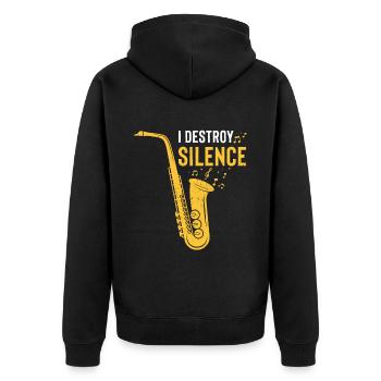 Jazz - Unisex Premium Bio Zip Hoodie - Schwarz - Hinten - Nico (187cm)