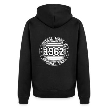 Vintage Made In 1962 Original Part Geburtstag 1962 - Unisex Premium Bio Zip Hoodie - Schwarz - Hinten - Nico (187cm)