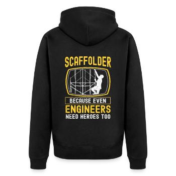 Gerüstbauer Tshirt - Unisex Premium Bio Zip Hoodie - Schwarz - Hinten - Nico (187cm)
