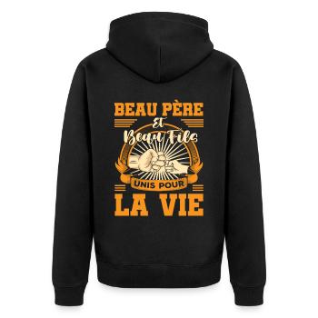 Cadeau beau père beau fils unis pour la vie check - Veste à capuche bio Premium Unisexe - noir - Dos - Nico (187cm)