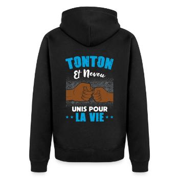 Annonce futur Tonton et neveu unis pour la vie - Veste à capuche bio Premium Unisexe - noir - Dos - Nico (187cm)
