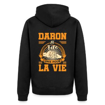 daron fils unis pour la vie lien papa poule garçon - Veste à capuche bio Premium Unisexe - noir - Dos - Nico (187cm)