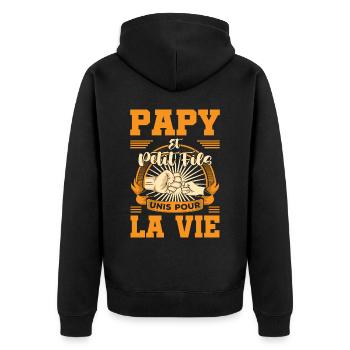 Papy et petit fils unis pour la vie fête des papy - Veste à capuche bio Premium Unisexe - noir - Dos - Nico (187cm)