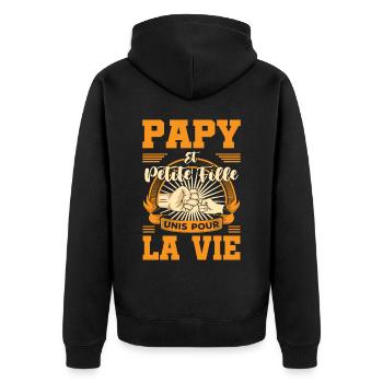 Fête des grands père petite fille unis pour la vie - Veste à capuche bio Premium Unisexe - noir - Dos - Nico (187cm)