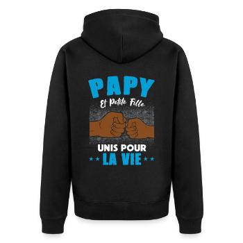 papy petite fille unis pour la vie check humour - Veste à capuche bio Premium Unisexe - noir - Dos - Nico (187cm)