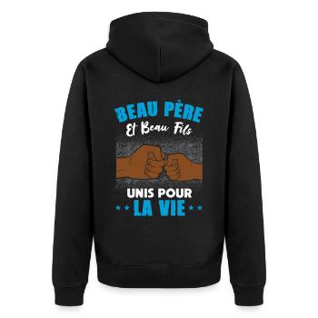 Cadeau beau père beau fils unis pour la vie check - Veste à capuche bio Premium Unisexe - noir - Dos - Nico (187cm)