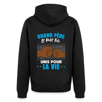Papy et petit fils unis pour la vie fête des papy - Veste à capuche bio Premium Unisexe - noir - Dos - Nico (187cm)