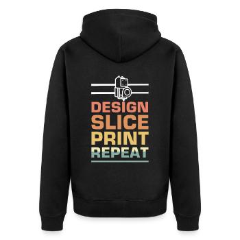 3D-Drucker Druckmaschine Technik Technologie Hobby - Unisex Premium Bio Zip Hoodie - Schwarz - Hinten - Nico (187cm)