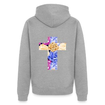 Christianisme - Veste à capuche bio Premium Unisexe - gris chiné - Dos - Nico (187cm)
