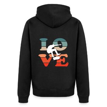 Skateboard Tshirt Skater Sk8 Sk8er Halfpipe Flip - Unisex Premium Organic Zip Hoodie - black - Back - Nico (187cm)