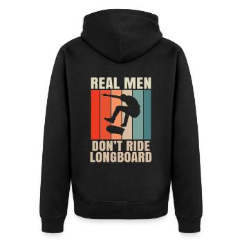 Skater Skateboard Gift Halfpipe Sk8 Ollie - Unisex Premium Organic Zip Hoodie - black - Back - Nico (187cm)