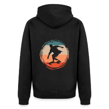Skater Skateboard Gift Halfpipe Sk8 Ollie - Unisex Premium Organic Zip Hoodie - black - Back - Nico (187cm)