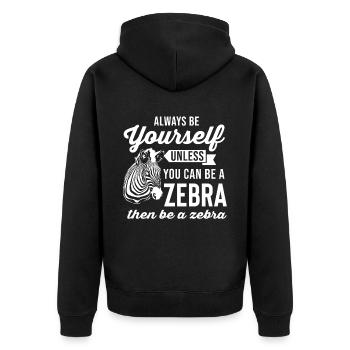 Zebra Afrika Pferd Hipster Geschenk Tier Streifen - Unisex Premium Bio Zip Hoodie - Schwarz - Hinten - Nico (187cm)