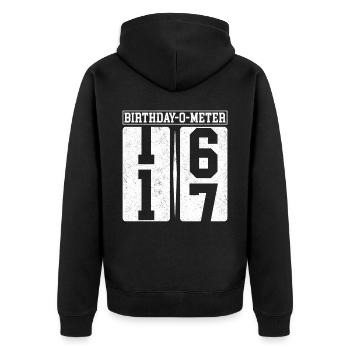 Birthday-O-Meter 17 Happy 17th Birthday Celebrant - Unisex Premium Organic Zip Hoodie - black - Back - Nico (187cm)