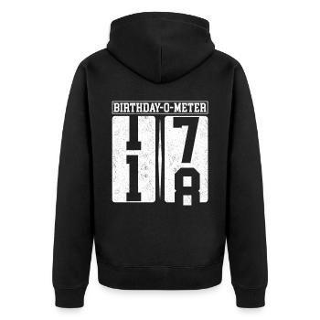 Birthday-O-Meter 18 Happy 18th Birthday Celebrant - Unisex Premium Bio Zip Hoodie - Schwarz - Hinten - Nico (187cm)
