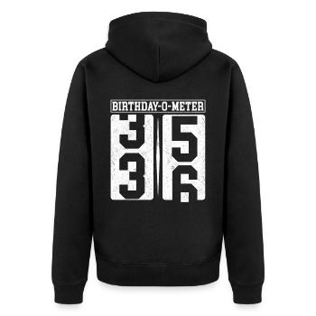 Birthday-O-Meter 36 Happy 36th Birthday Celebrant - Unisex Premium Organic Zip Hoodie - black - Back - Nico (187cm)
