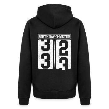Birthday-O-Meter 33 Happy 33rd Birthday Celebrant - Unisex Premium Organic Zip Hoodie - black - Back - Nico (187cm)