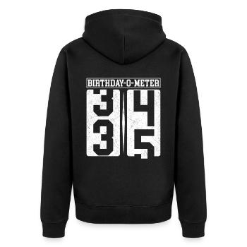 Birthday-O-Meter 35 Happy 35th Birthday Celebrant - Unisex Premium Organic Zip Hoodie - black - Back - Nico (187cm)