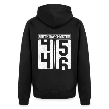 Birthday-O-Meter 46 Happy 46th Birthday Celebrant - Unisex Premium Organic Zip Hoodie - black - Back - Nico (187cm)